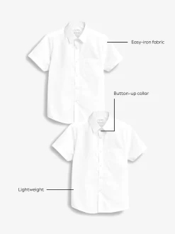 Blanc - Easy Fastening Manches courtes School Shirts 2 Pack (3-16ans)