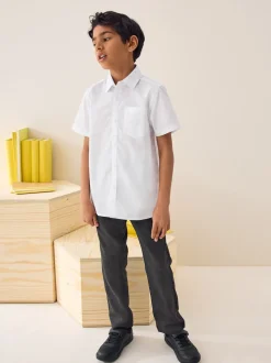 Blanc - Easy Fastening Manches courtes School Shirts 2 Pack (3-16ans)