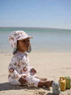 Blanc - Ensemble maillot de bain et chapeaux Sunsafe (3mths-7yrs)