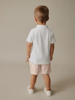 Blanc - Ensemble polo texturé à manches courtes et short (3mois7ans)