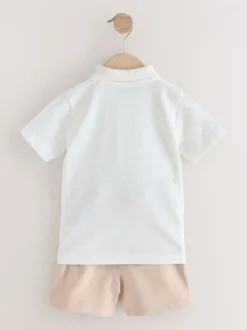 Blanc - Ensemble polo texturé à manches courtes et short (3mois7ans)