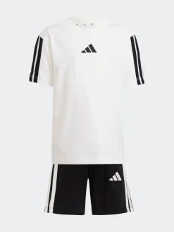 Blanc - Ensemble t-shirt adidas Essentiels pour petits enfants