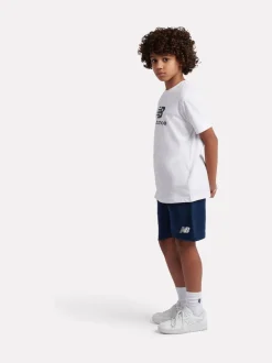 Blanc - Ensemble t-shirt et short ft à logo empilé New Balance