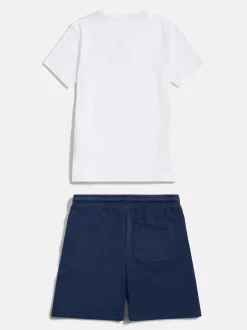 Blanc - Ensemble t-shirt et short ft à logo empilé New Balance