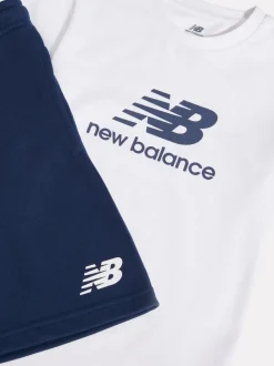 Blanc - Ensemble t-shirt et short ft à logo empilé New Balance