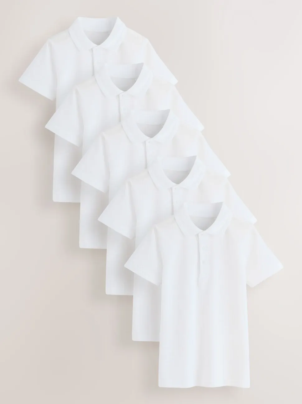 Blanc - Lot de 5 chemises à manches courtes Coupe ajustée en coton pour l’école (3-16ans)