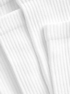 Blanc - Lot de 5 paires de chaussettes côtelées en coton majoritaire à semelle intérieure rembourrée