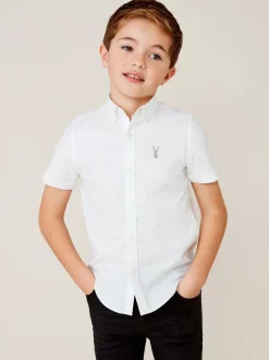 Blanc - Manches courtes Coton riche Oxford Chemise (3-16ans)