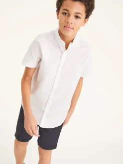 Blanc - Manches courtes Coton riche Oxford Chemise (3-16ans)
