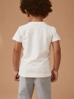 Blanc - Manches courtes  Henleys T-shirt à col rond (3mths-7yrs)