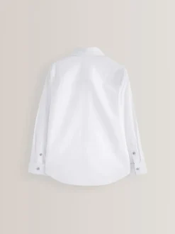 Blanc - Manches longues Chemises à bordures intelligentes (3-16yrs)