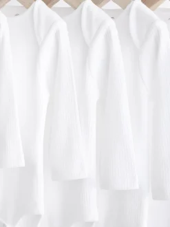 Blanc - Manches longues Rib Bébé Body 5 Pack