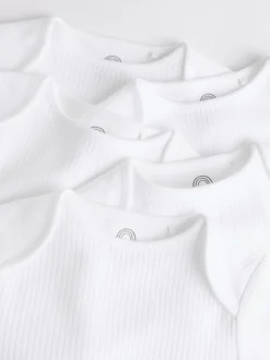 Blanc - Manches longues Rib Bébé Body 5 Pack