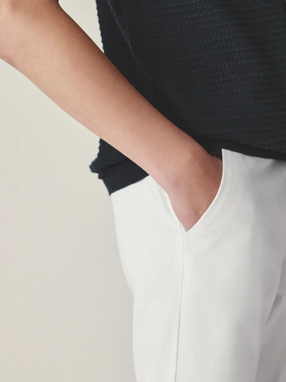 Blanc - Pantalon chino extensible (3-17ans)