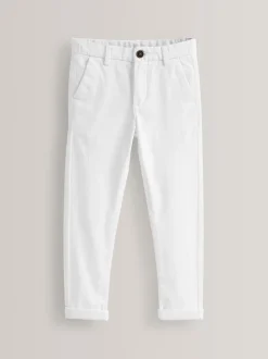 Blanc - Pantalon chino extensible (3-17ans)