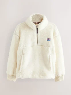 Blanc - Polaire Superdry quart zippée