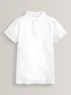 Blanc - Polo scolaire en coton 100% à fermeture facile 2 Lot (3-16ans)