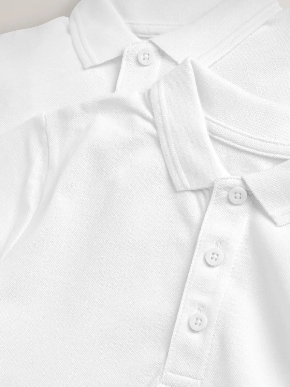 Blanc - Polo scolaire en coton 100% à fermeture facile 2 Lot (3-16ans)
