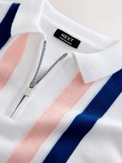 Blanc - Polos à col zippé en coton 100% (3mths-7yrs)