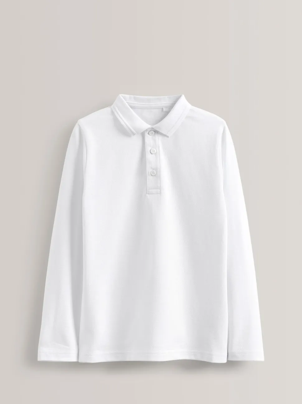 Blanc - Polos scolaires 100% coton à manches longues Lot de 5 (3-16ans)