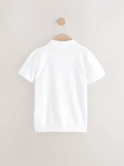 Blanc - Polos tricotés à col zippé (3-16yrs)