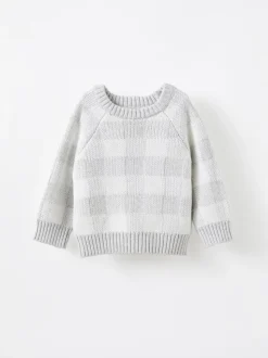 Blanc - Pull en coton sur raglan