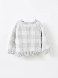 Blanc - Pull en coton sur raglan