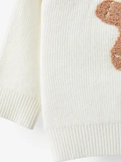 Blanc - Pull en coton sur maille