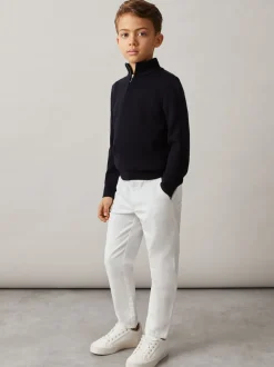 Blanc - Reiss Pitch coupe Slim Pantalons chinos décontractés