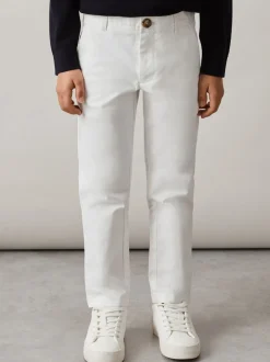 Blanc - Reiss Pitch coupe Slim Pantalons chinos décontractés