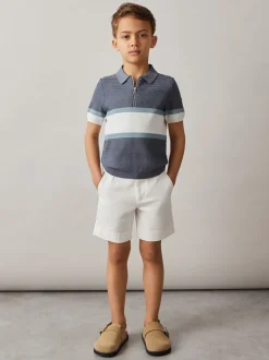 Blanc - Short chino Reiss Wicket en coton stretch