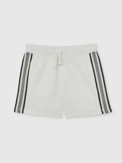 Blanc - Short Reiss Terry texturé à bandes latérales