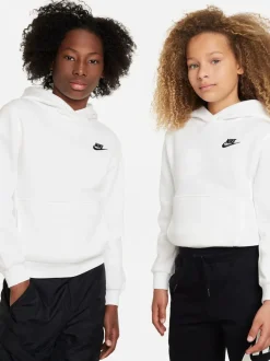 Blanc - Sweat à capuche Nike Club en polaire à enfiler