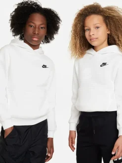 Blanc - Sweat à capuche Nike Club en polaire à enfiler