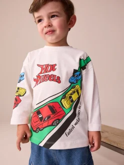 Blanc - T-shirt à manches longues Hot Wheels (9mths-8yrs)