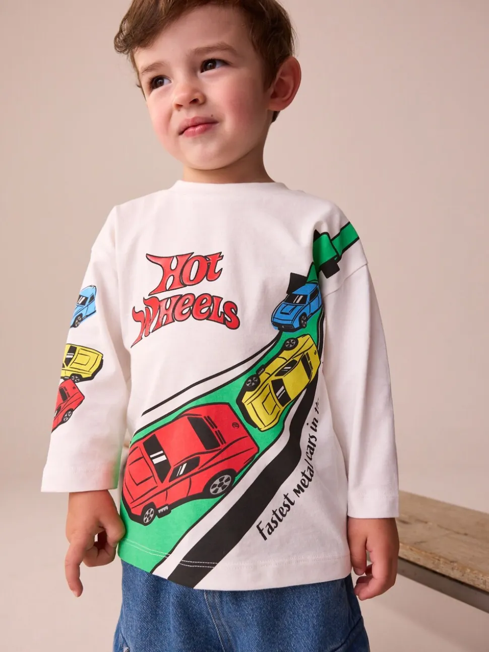 Blanc - T-shirt à manches longues Hot Wheels (9mths-8yrs)