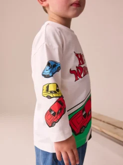 Blanc - T-shirt à manches longues Hot Wheels (9mths-8yrs)