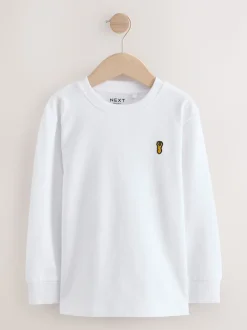 Blanc - T-shirt confortable à manches longues (3-16 ans)