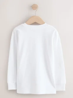 Blanc - T-shirt confortable à manches longues (3-16 ans)