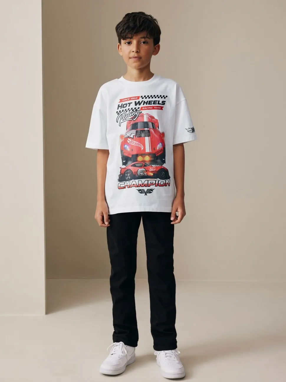 Blanc - T-shirt Hot Wheels à manches courtes (3-16ans)
