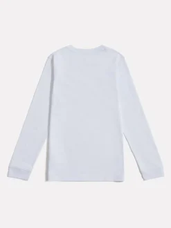 Blanc - T-shirt New Balance manches longues à logo empilé en jersey