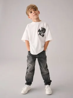 Blanc - T-shirt smALLSAINTS oversize à logo Orlando et Col rond