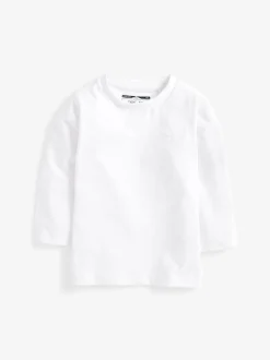 Blanc - T-shirt uni à manches longues (3mths-7yrs)