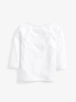 Blanc - T-shirt uni à manches longues (3mths-7yrs)