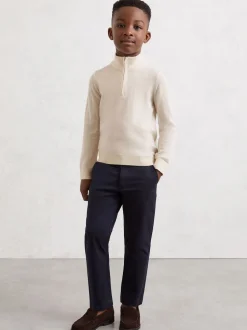 BLANC DE NEIGE - Pull Reiss Blackhall à quart de zip en laine mérinos