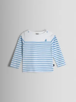 Blanc et bleu - Haut JoJo Maman Bébé à rayures bretonnes