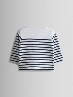 Blanc et bleu marine - Haut JoJo Maman Bébé à rayures bretonnes