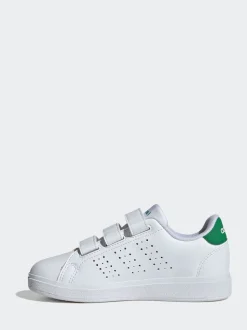 Blanc et vert - adidas Advantage Base 2.0 Baskets enfant à crochets et boucles