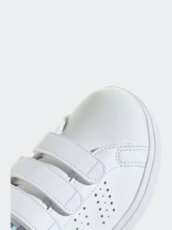 Blanc et vert - adidas Advantage Base 2.0 Baskets enfant à crochets et boucles