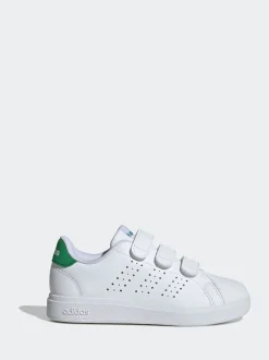 Blanc et vert - adidas Advantage Base 2.0 Baskets enfant à crochets et boucles